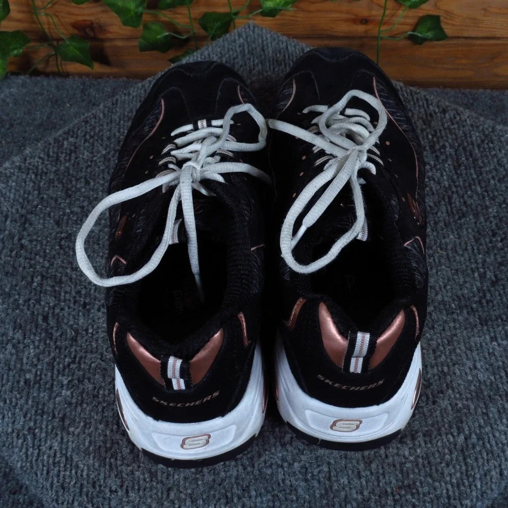 Skechers D'Lites Me Time Womens Fashion Sneaker Size 8.5 Walking Black Rose Gold